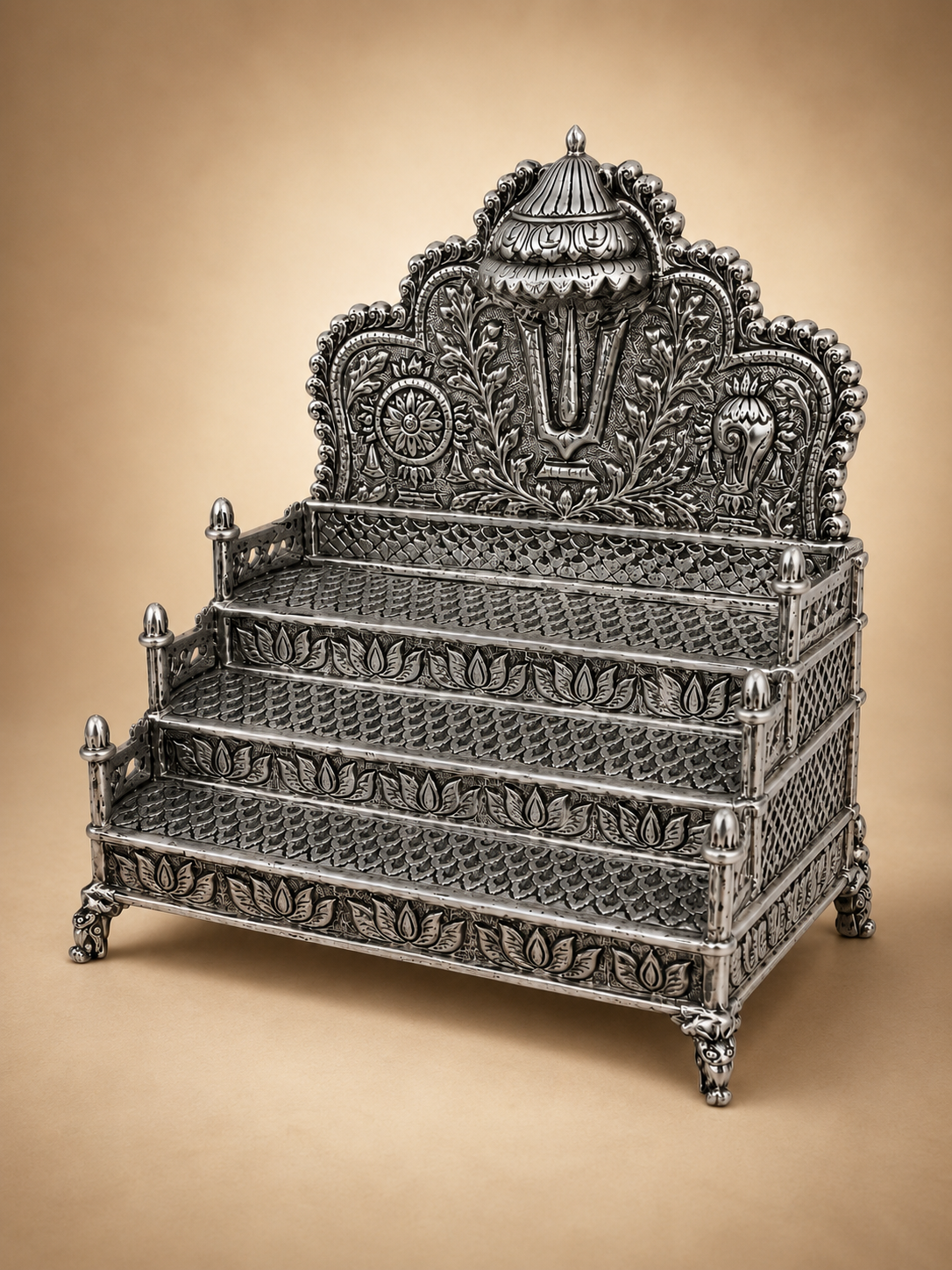 Vaikunta Namam Steps Mandiram - German Silver Tulsi/Idol Stand