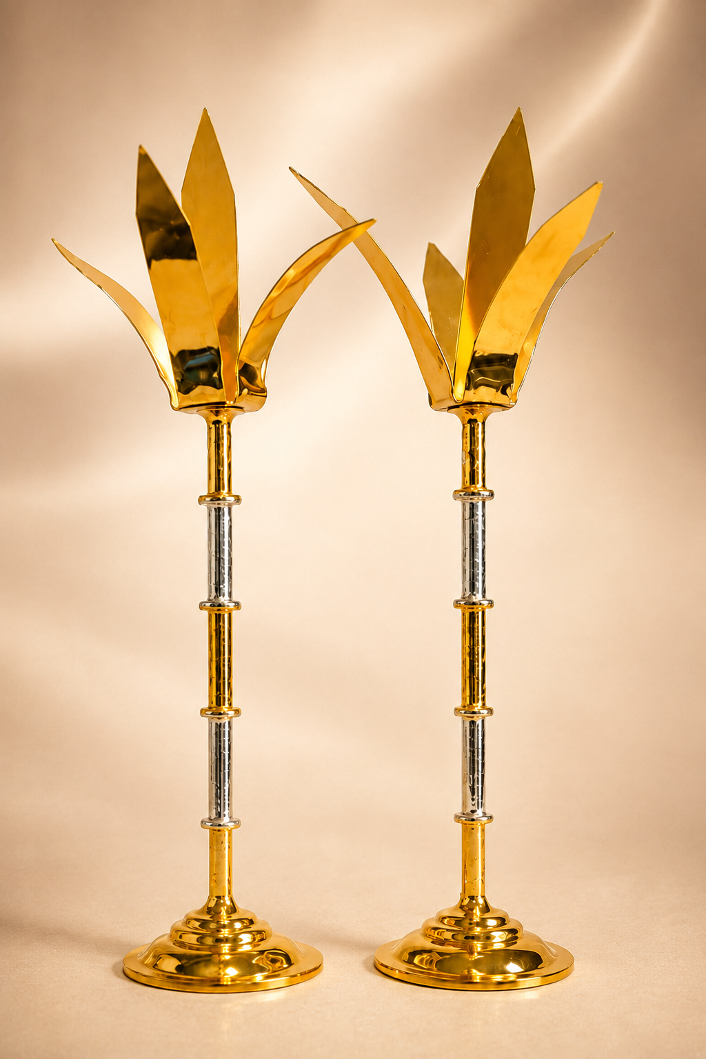 German Silver Sugarcane Stalks Festival Pair