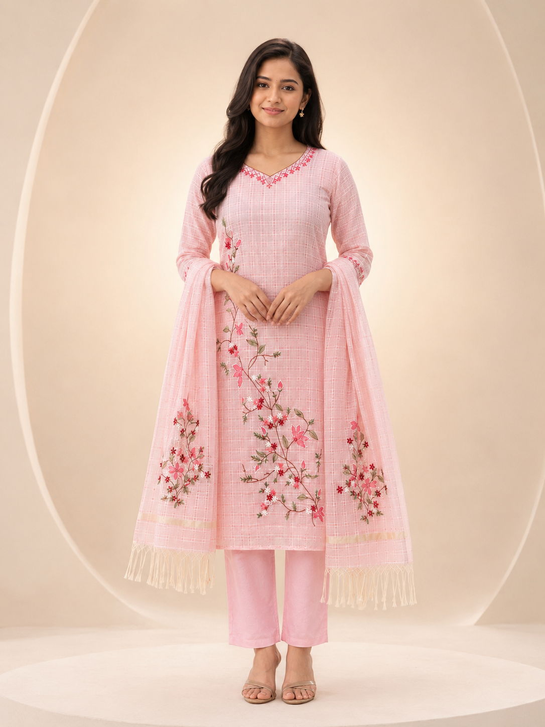 Blush Bloom Embroidered Suit Set