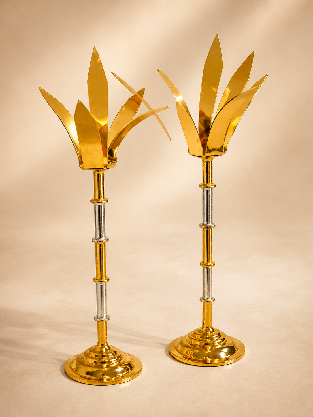 German Silver Sugarcane Stalks Festival Pair