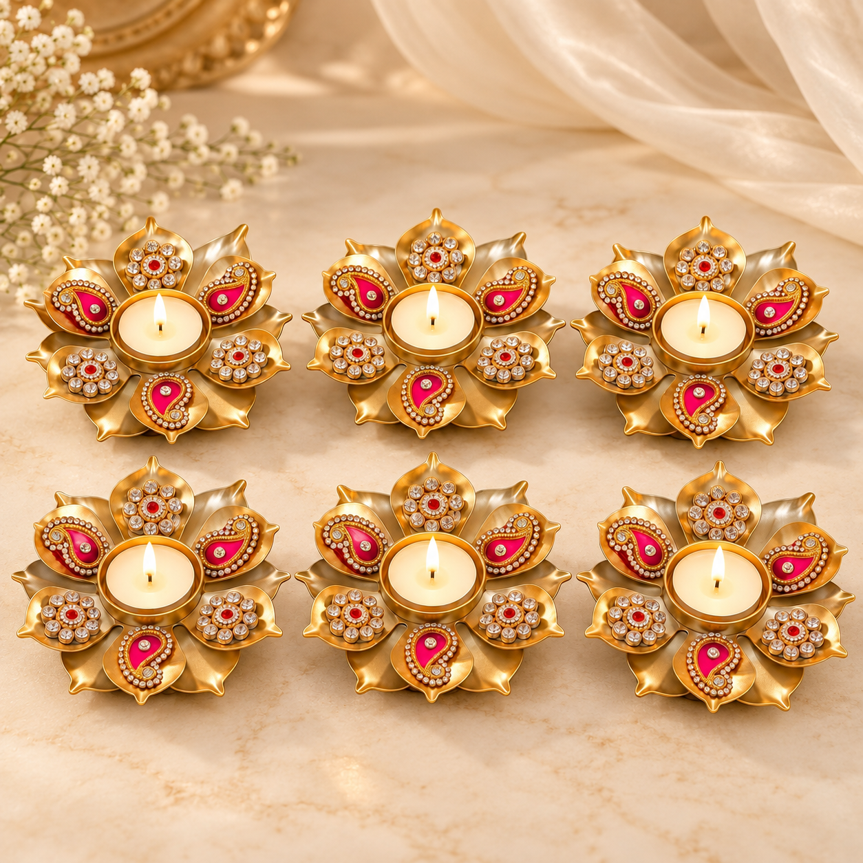 Royal lotus Tealight Holder set