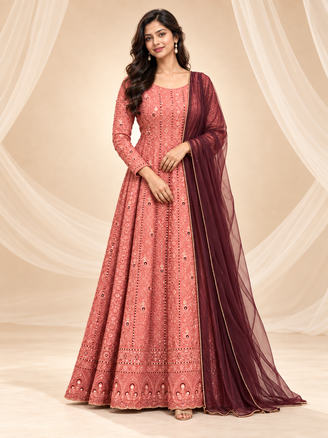 Elegant Embroidered Anarkali Set