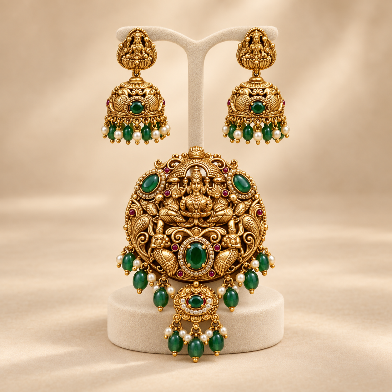 Lakshmi Temple Pendant Set