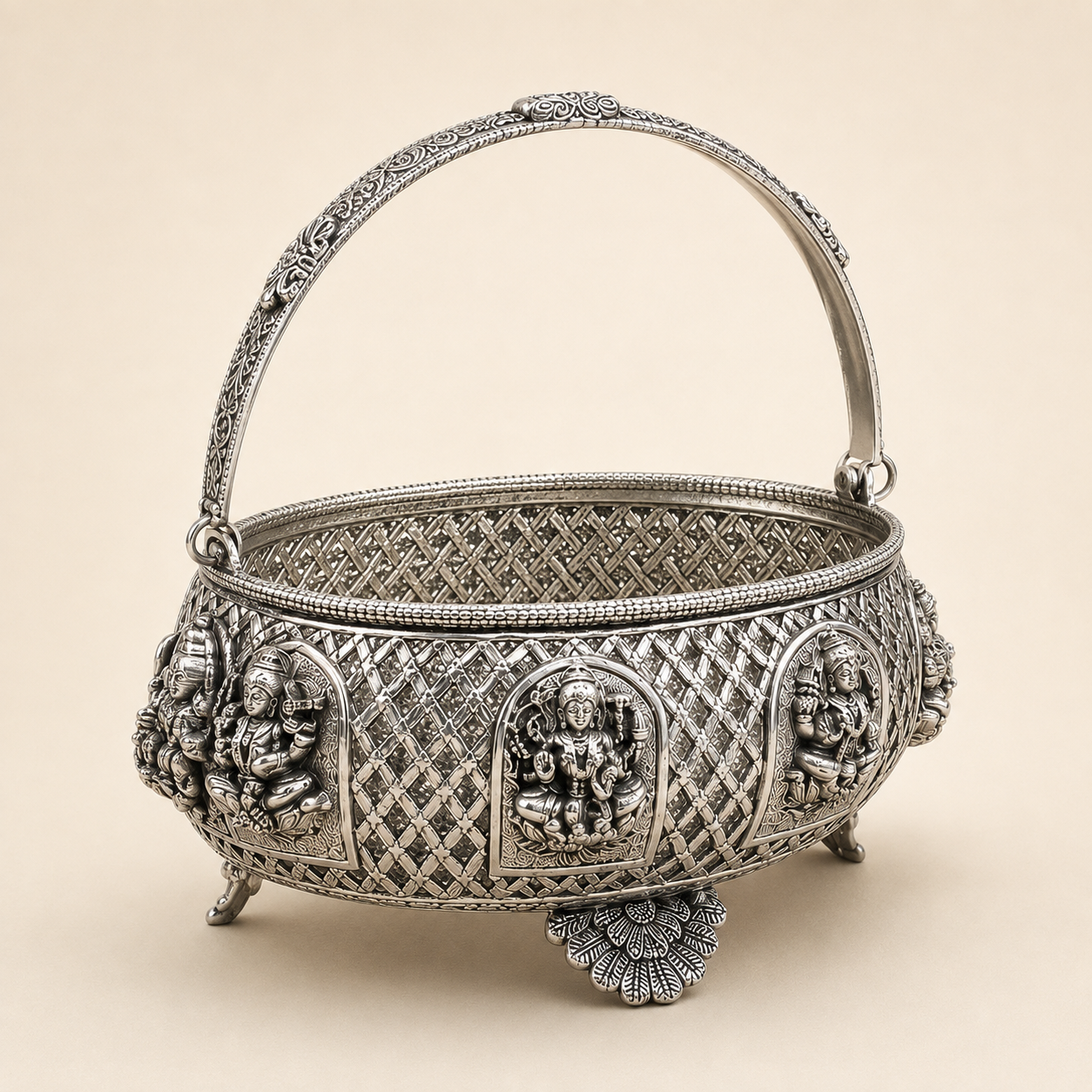 Handcrafted German Silver Decorative Fruit Basket