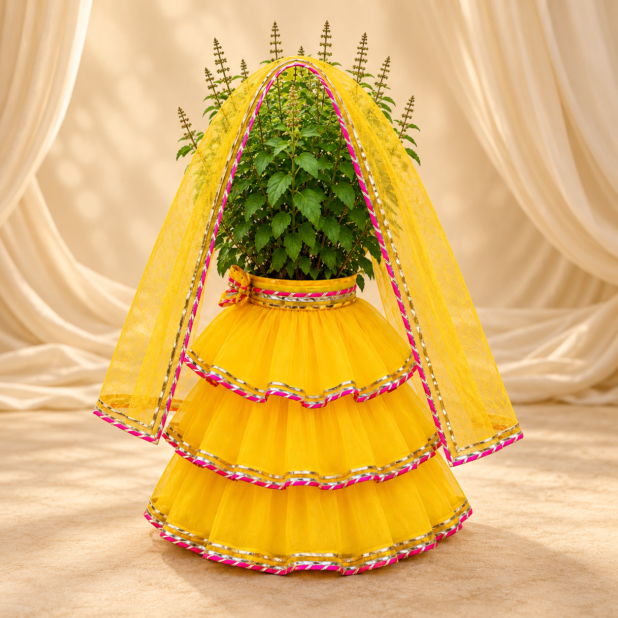 Tulsi Vastra Set - Bright Yellow