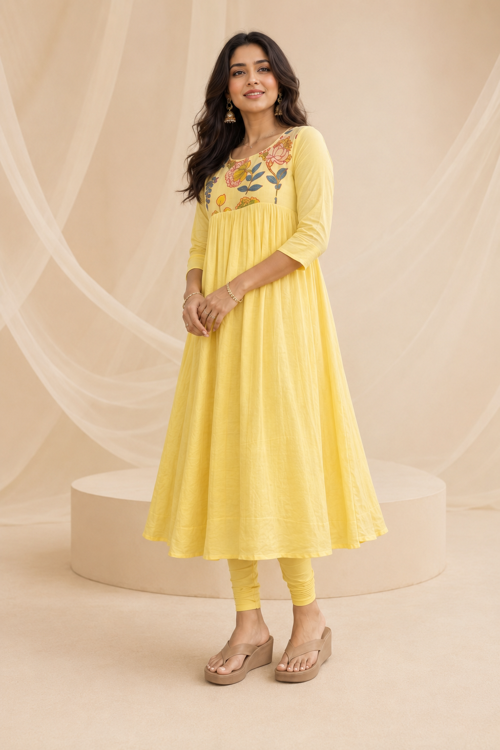 Sunshine Bloom Floral Anarkali Churidar Set