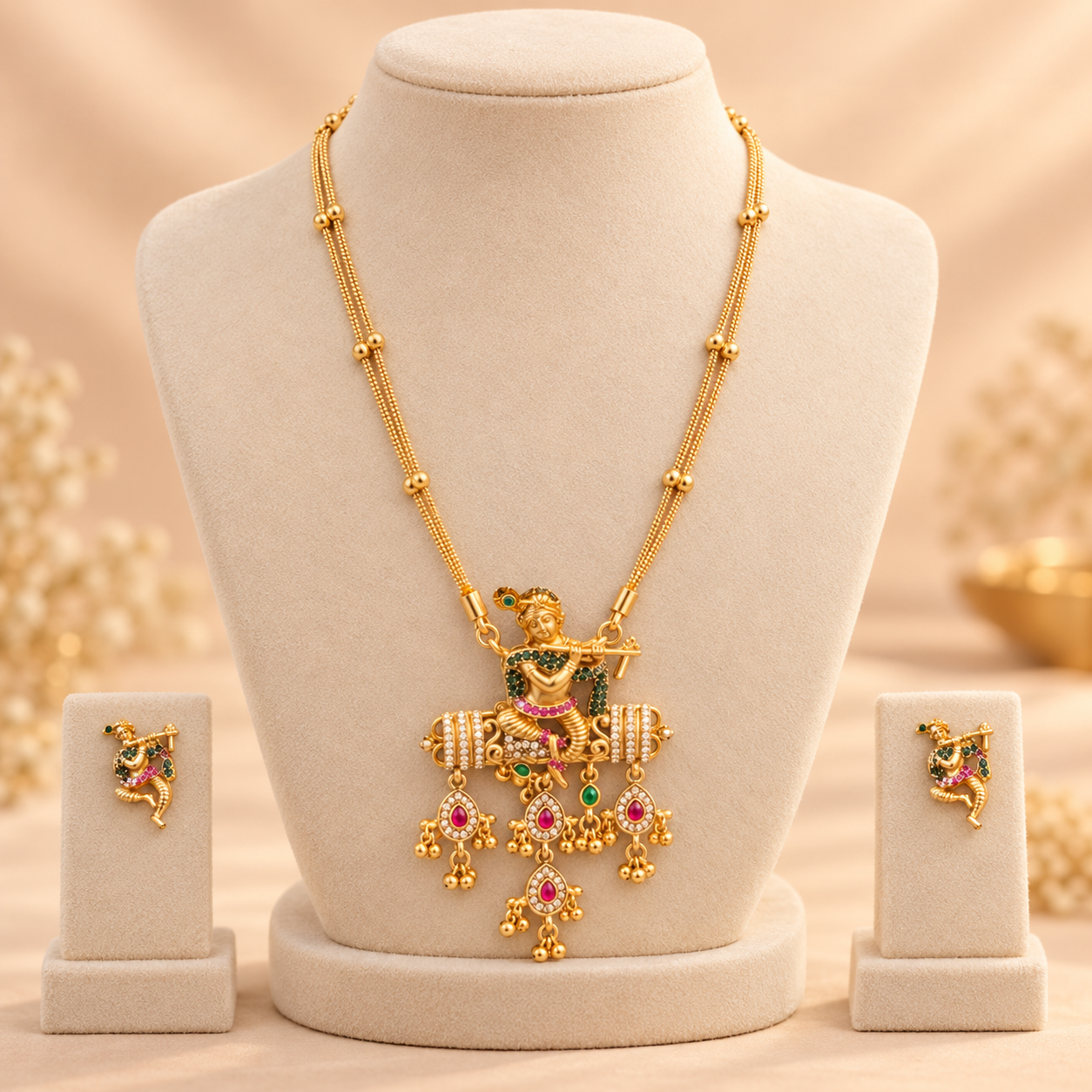 Krishna Flute Long NecklaceSet
