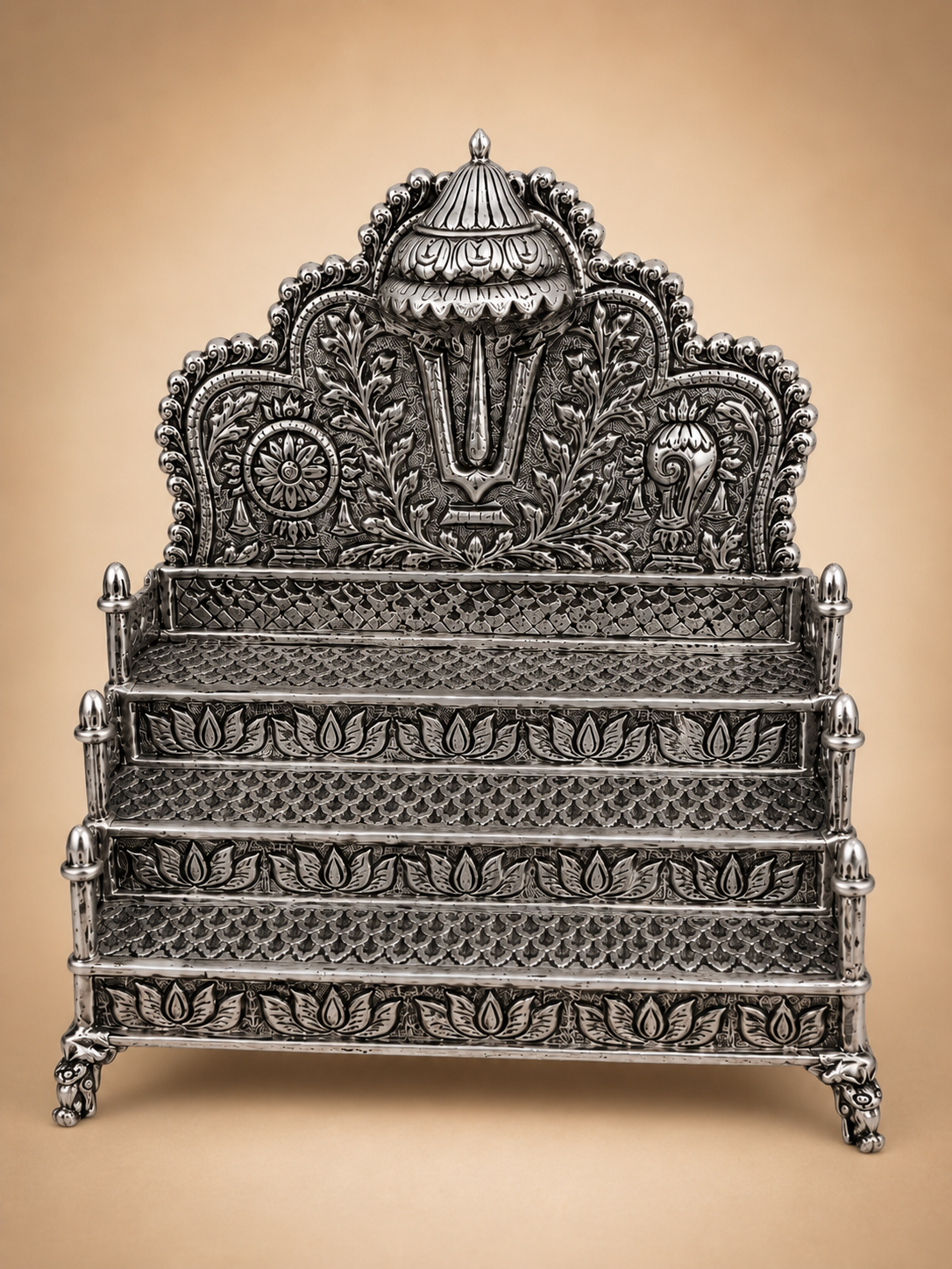 Vaikunta Namam Steps Mandiram - German Silver Tulsi/Idol Stand