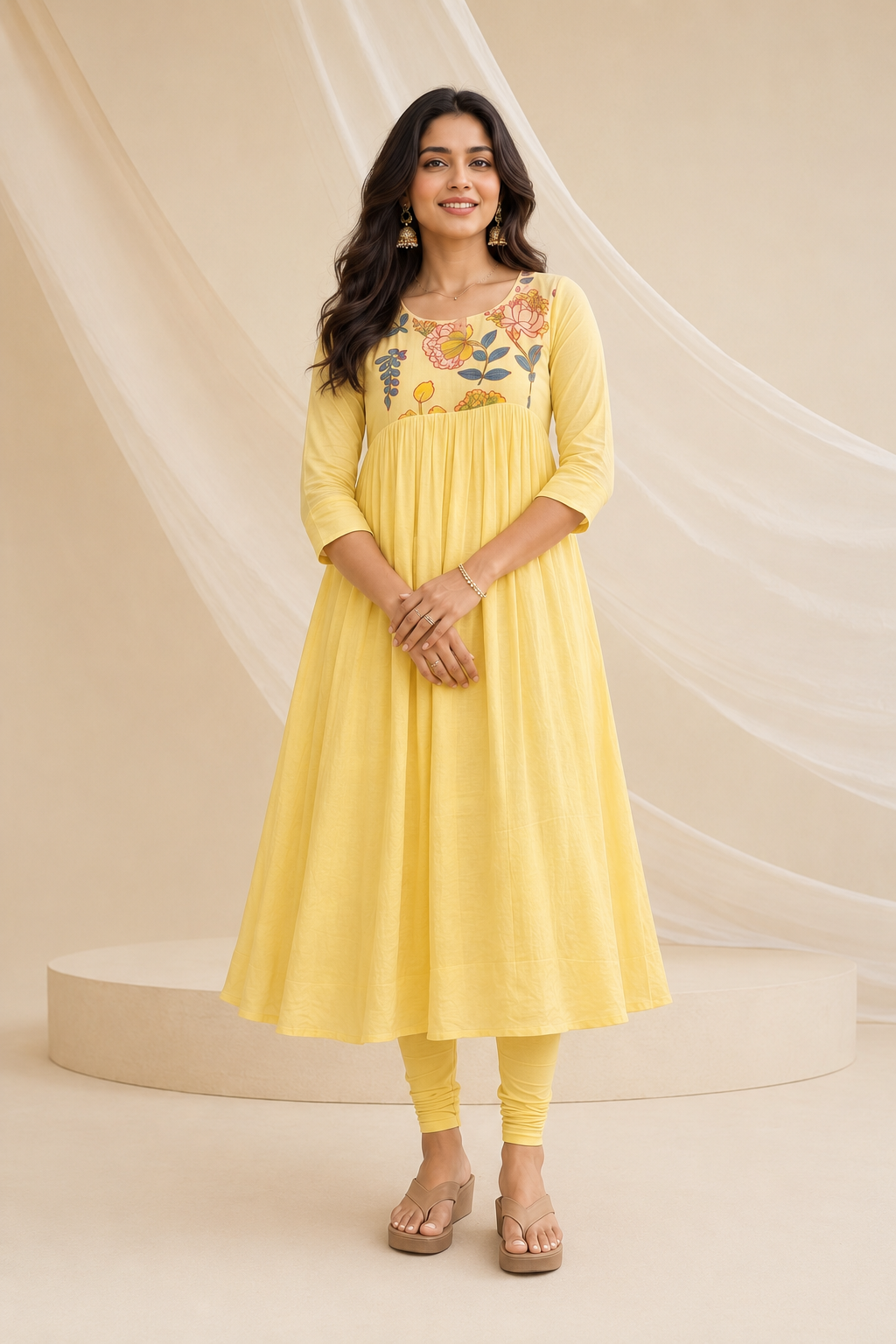Sunshine Bloom Floral Anarkali Churidar Set
